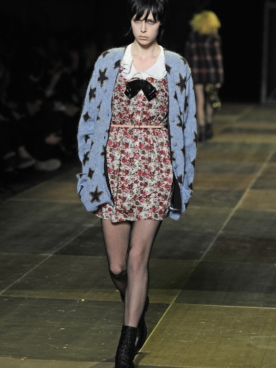 Saint Laurent Sweaters - Saint Laurent Blue Star Knit Cardigan 2013 L Hedi